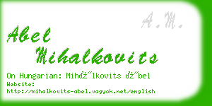 abel mihalkovits business card